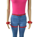Harness With Cuffs – Body Bondage Belt For Women,Bondage Restraints Bdsm Kit With Bows Handcuffs Sex Toys?Bondage Harness? Bondage Gear & Accessories (Red)