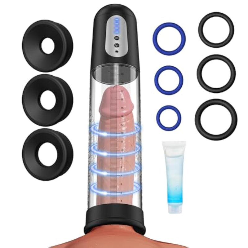 Electric Penis Pump Sex Toys - Automatic Penis Vacuum Enlargement Pump With 4 Suction Intensities, Digital Display & Powerful Suction, Rechargeable Adult Toys Training For Men Stronger Bigger Erection