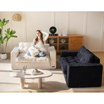 Convertible Sofa Bed, Pull Out Loveseat Sleeper Sofa, 2 In 1 Folding Couch Bed, Fold Out Floor Couch With Pillows For Living Room Bedroom Lounge, Black