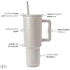 40 oz Tumbler with Handle and Straw Lid | Insulated Cup Reusable Stainless Steel Water Bottle Travel Mug Cupholder Friendly | Gifts for Women Men Him Her | Trek Collection | Almond Birch