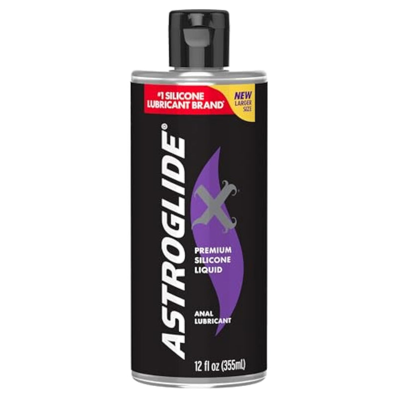 Astroglide Silicone Lube (12 oz), X Premium Personal Lubricant for Vaginal and Anal Sex, Extra Long-Lasting Silky Lube, Waterproof