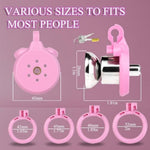 Resin & Stainless Steel Cock Chastity Cage Devices,Flat Chastity Cage For Men Bdsm,2 Keys, And 4 Size Rings,Bondage Penis Cage Sex Toys For Couples(Pink)