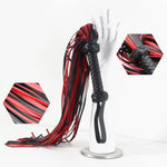 Black and Red Tassel Whips for Couples - BDSM Flogger with Braided Handle