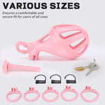 Male Chastity Cage, Lightweight Chastity Device With 5 Sizes Rings And Invisible Lock For Man Penis Exercise Bondage Gear & Accessories Adult Sex Toys (Tight Size-Pink)