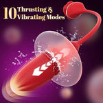 Rose Toy Dildo Sex Toys for Women, 3-in-1 Clitoral Vibrator with 10 Modes - Mouth & Thrusting Vibration, Anal Dildos Couple Adult Sex Toys & Games, G-Spot Clitoris Nipple Anal Toy