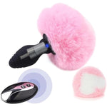 Bunny Tail Butt Plug Vibrator, Soft Silicone Anal Plug With Pink Faux Fur, Wireless Remote Control Design, Rabbit Tail Trainer For Adult Sex Toys For Role Play Cosplay Women, Men And Couples, Cute Sex