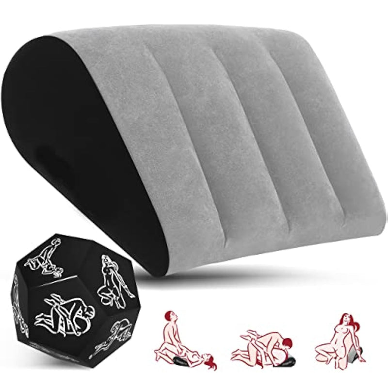 Sex Position Pillow Dice Game Set-Sex Inflatable Pillow Sex Toys Sex Dice For Adult Couples Adult Pillow Position Inflatable Triangle Cushion Furniture Bedroom Sexual Games For Deeper Position (Grey)