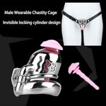 Male Chastity Cage Device With Adjustable Strap Or Urethral Dilator, Ventilated Design With Urination Hole, Cock Cage Detachable Pa Ring For Double Modes (Cage+Pink Dilator+Belt,40Mm)