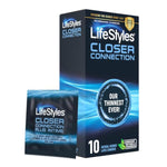 LifeStyles Closer Connection Natural Rubber and Lubricated Thin Latex Condoms, 10 Count, Triple Tested (Pack of 1)