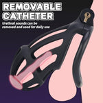 Male Chastity Cage, Large Chastity Device With 5 Sizes Rings And Invisible Lock For Man Penis Exercise Bondage Gear & Accessories Lightweight Adult Sex Toys (Large Size - Black)