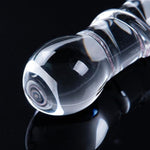 7.9 Inch Rose Clear Glass Dildo For Women, Transparent Butt Plug Dildo, Curved Ribbed Glass Sex Toy Good For Temperature Play, With Anal Beads And Textured Design, Fantasy Sex Toy For Men And Women