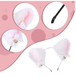 Adult Plush Cat Ears Costume Accessory Set for Women - 6 Pieces, Pink