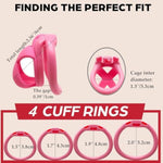 Male Chastity Cage,Male Chastity Cage Devices - New Ergonomics Lightweight Cock Cage For Man Penis Bondage, Pink Small Chasity Lock Cage With 4 Sizes Rings, Bdsm Sex Toys For Men (Small Cage)