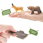North American Animals Figurines Toys, 16Pcs Realistic Safari Animals Figures & 67Pcs 20" Large Woodland Jigsaw Puzzles Toys For Preschool Kids Toddlers, Ideal Gift For Toddler