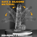 7.8 Inch Transparent Realistic Dildo Female Sex Toy With Strong Suction Cup,Penis Anal Play Vaginal G-Spot Stimulation With Real Veins And Intact Testicles For Male And Female Couples.