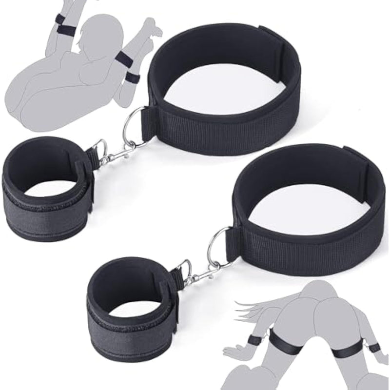 Sex Bondage Wrist & Thigh Cuffs Bdsm Bondage Restraints Set, Adult Sex Toys For Women With Adjustable Leg Straps Handcuffs For Bedroom Couple Beginner Sm Game Play, Bed Sex Restraints Cuffs For Fetish