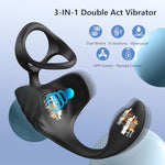 Prostate Massager Vibrating Cock Ring Testicle Toys - 3 In 1 Mini Bullet Anal Vibrators Testicular Vibrator, App Remote Control 9 Mode Penis Ring Vibration, Anal Sex Toys For Men(Black)