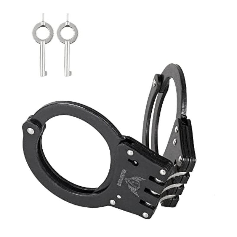 Professional Grade Steel Hinged Handcuffs – Double Locking Tactical Handcuff With 2 Keys – Extra Sturdy, Used By Various Law Enforcement & Police Departments Worldwide