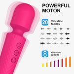 Upgraded Rechargeable Handheld Mini Massager Quiet Vibration Wand with 20 Modes and 8 Speeds, Designed for Whole-Body Muscle Tension Relief (Red)