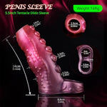 Penis Sleeve With Cock Rings Penis Extender, Pink Silicone Tentacle Fantasy Hollow Penis Prolong Enlargement Reusable Adult Sex Toys For Men Couples