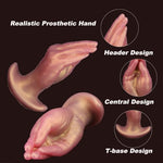 Realistic Huge Fisting Dildo, 5.41" Thick Hand Dildo Large Anal Plug with Safe T-Base, Wearable Silicone Hand Anal Plug, Large Anal Dildo Anal Trainer Dilator Adult Sex Toy for Men Women