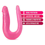 Blush B Yours 12.5” Sweet U-Shaped Dildo For Double Penetration, 1 Wide 1 Narrow End Realistic Silicone Double Dildo - Beginner Anal & Vaginal Play Cock - Adult Sex Toy For Women, Men, Couples -(Pink)