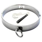 Metal BDSM Choker with Adjustable Nipple Clamps and Clit Clip for Couples, Silver Finish