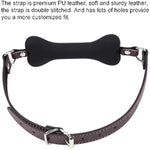 Ball Gag Bondage Silicone Leather Dog Bones Gag Mouth Pet Bone Bite Mouth Gag Bdsm Fetish Slave Restraints Sex Toys (Black)