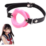 Bdsm Open Mouth Gag Sexy Lips Silicone Mouth Gag Ring Ball Fetish Adjustable Forced Open Leather Bondage Gag Flirt Sex Toy For Women