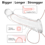3 Size Jelly Stretchy Penis Sleeves Set - Reusable Cock Extender Sleeve With Testicle Ring,Ultra-Soft Penis Enlarger Cock Sheath Girth Enhancer Sex Toys For Men Couple