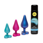 ROMP Luster Set of 3 Butt Plugs & Pjur Analyse Me Water-Based Personal Lubricant 3.4 fl oz - Couples Sex Toys Bundle