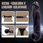 Penis Sleeve With Cock Ring Sex Toys, Ultra-Soft Silicone 8.6'' Cock Sleeve, Reusable Penis Cuff Thickened Testicle Ring Male Adult Toys, Penis Extender And Penis Enlarger For Men(Brown)