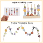 Montessori Toys For 3 Year Old - Wooden Lacing Beads & Stacking Blocks Toys For 3 4 5 Year Old Girl Boy Easter Birthday Gifts, Preschool Learning Activities With Beads Sequencing Set For Kids Age 3+