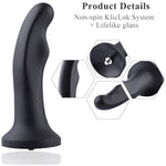 7.08" P-Spot Silicone Anal Plug With Kliclok System For Premium Sex Machine, 6.5" Insert-Able Length, Girth 5.1" Diameter 1.63" - Anal Pleasure (Black)