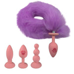 Fox Tail Anal Butt Plug With 3 Replaceable Anal Plugs Silicone Butt Plugs Anal Sex Trainer Cute Sexy Pink Sex Fox Tails Anal Sex Toys For Beginner Women Men Couple Cosplay Anal Tail Sex Toys (Purple)