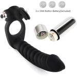 Vibrator Strap On Dildo Double Penetration Cock Rings Rabbit Vibrator Anal Plug Sex Toys Silicone Butt Plug Strapon Enhancer 7 Speed Adult Women Pleasure