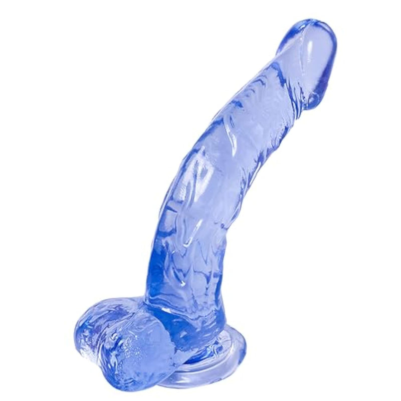 Cool Curve Jelly Dildo, Realistic Curved Dildo With Suction Cup Base, Soft And Flexible Pvc For G Spot Or P Spot Stimulation, Strap On Harness Compatible, 8 Inch Total Length, Adult Toy