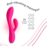 Dual Rabbit Vibrator Personal Massager, 10 Vibration Settings, Body-Safe Silicone, Waterproof, Usb Rechargeable, For Women And Men