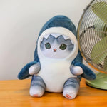 9.8 Inch Shark Cat Plush Toy Stuffed Animal Doll, Kawaii Shark Cat Plush Pillow Toy,Christmas Halloween Birthday Gifts For Kids (Gray)