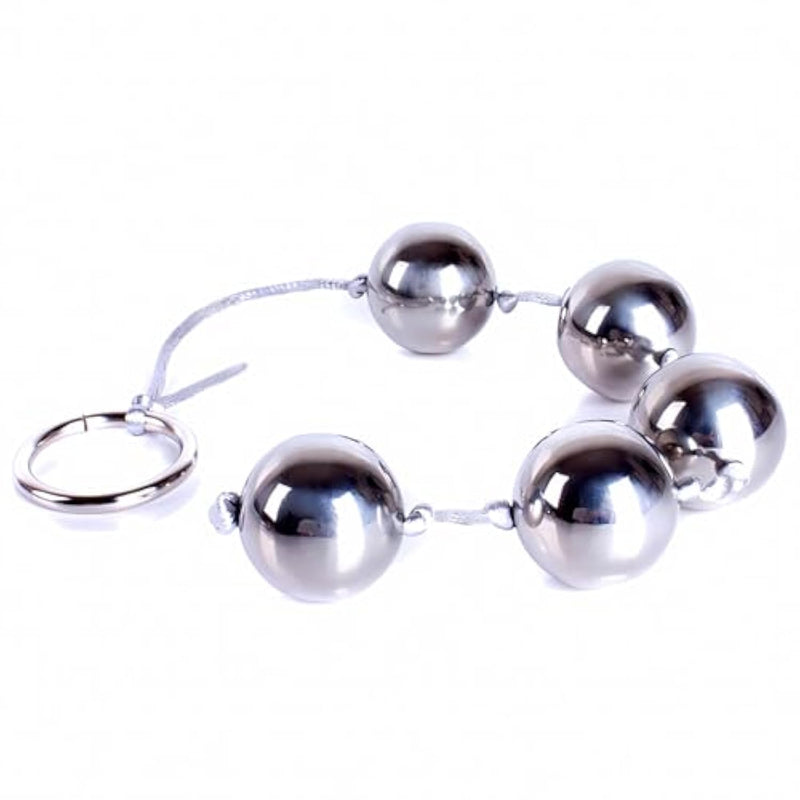 Metal Anal Beads Butt Bead With 5 Anal Pull Balls String Rope Bdsm Fetish Anal Dilator Couples Flirting Vaginal Balls Anal Trainer Adult Sex Toys Sm Sex Love Tools For Men Women(Silver)