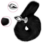 Fox Tail Butt Plug, Metal Anal Plug With Furry Tail, Anal Trainer & Stimulator For Couples, Cosplay, Party Nights Black (L)