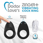 Doctor Love’S Zinger+ Travel Size Rechargeable Super-Slim Micro Vibrating Cock Ring, Black (Dl-Rr-1)