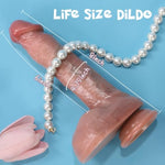 8 Inch Skinny Dildo For Beginners, Small Anal Dildo With Fleshy Head, Real Skin Dual Density Silicone Realistic Dildos With Strong Suction Cup, Sex Toy For Women, Men,Gays Flesh