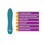 Viben Vivacious Bullet Vibrator | 10 Function Power Bullet | Premium Silicone Rumble Motor | USB Rechargeable Waterproof Adult Toys | Ocean