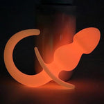 Silicone Dog Anal Plug with Luminous T-Shaped Base for Adult Sex Pleasure