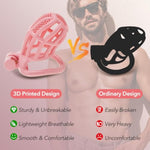 Male Cock Cage Chastity Device - Lightweight Plastic Chastity Cage For Man Penis Exercise 3D Printed Pink Large Adult Sex Toy With 4 Sizes Rings Invisible Lock And Key