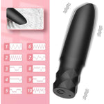 Women Bullet Vibrator Portable Mini Vibrator With 10 Vibration Modes For Clitoral Nipple Stimulation Female Rechargeable Lipstick Adult Sex Toy?Black?