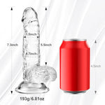 Clear Realistic Dildo Sex Toys For Women - 7.3 Inch Silicone Suction Cup Dildo For Clitoral, Vaginal & Anal Stimulation | Waterproof, Safe Tpe Material | Adult Toys For Women, Couples & Beginners