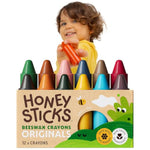 100% Pure Beeswax Crayons for Babies and Toddlers, 12 Pack, Non-Toxic, Art Supplies for 1+ Year Olds