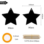 60 Pcs Star Scratch Art Cards, Magic Rainbow DIY Ornaments for Kids